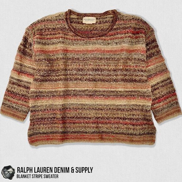 RALPH LAUREN DENIM & SUPPLY BLANKET STRIPE WOOL BLEND SWEATER WOMEN SIZE MEDIUM - Picture 15 of 15